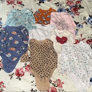 Mixed Baby Bodysuit Set - Stars, Hearts, Leopard & Animal Prints